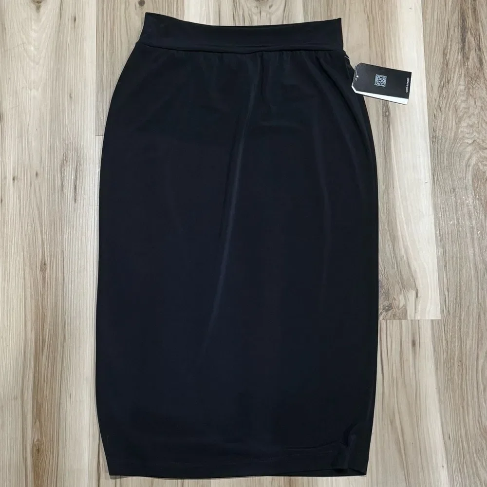 NEW Clara Sunwoo Black Knee Length Elastic Waist Skirt Women’s Small